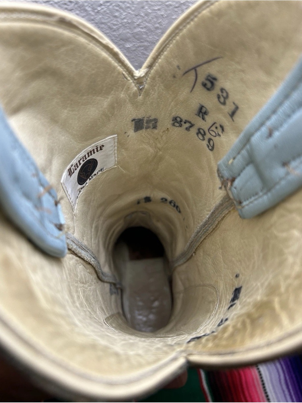 *RARE* Soft Powder Blue Hand Made Laramie Boots - Picture 11 of 11